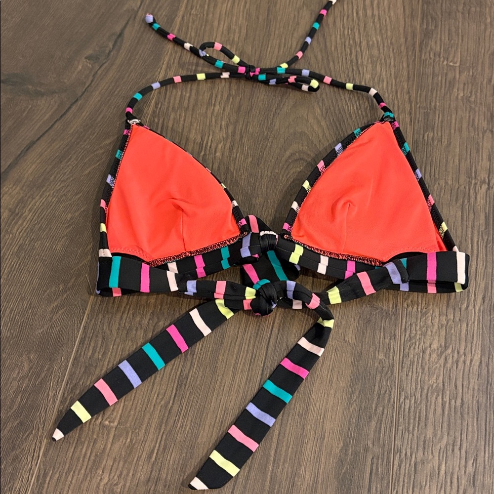 Victoria's Secret multi color neon triangle top bikini full coverage bottom- S/P - Picture 3 of 8